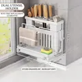Moonlight white kitchen knife rack with double utensil cups and cutting board holder - Moonlight White / Wall Mounted Double Tube