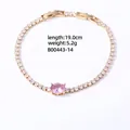 Gold tennis bracelet with white zircons and pink oval stone, length 19cm, weight 5.2g - 16K Gold Oval Pink Zircon