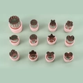 12-piece stainless steel cookie cutter set with pink guards and 304 material mark - Light Pink