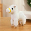 Cute white stuffed pony plush toy with yellow harness details and soft fluffy texture - White Horse Pendant / 16cm