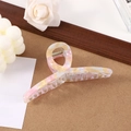 Pink and yellow marbled acetate claw clip for women with durable gold metal spring - 13cm / Gold Pink/Pink Yellow Marble