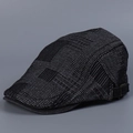 Gros plan d'une casquette plate à carreaux irréguliers de style denim vintage unisexe. - M(56-58cm) / Noir