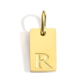 Vierkante 14K vergulde roestvrijstalen hanger met de letter R erop gegraveerd - Letter R Hanger / 1cm*0.6cm / Roségoud