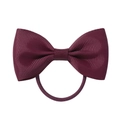 Wine red ribbon bow hair tie with elastic band for children in solid color style - Burgundy