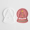 Christmas tree snow globe cookie cutter mold with decorated pink festive biscuit - Crystal Ball - Christmas Tree