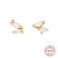 Gold S925 sterling silver stud earrings with marquise opal and zircon stones - Gold Color-Style 2