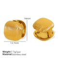 Golden stainless steel huggie earrings with vertical stripes and size measurements - Striped Wide Style (EH644) / Gold