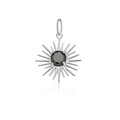 S925 sterling silver sunburst pendant with faceted black gemstone in silver finish - White Gold-Sun