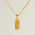 Golden stainless steel necklace with a rectangular pendant featuring the letter L - Letter L