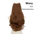Long wavy synthetic hair extension in Medium Red Auburn shade #12 for natural volume - 24 inch