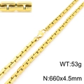 Gold Byzantine square link titanium steel chain necklace with lobster clasp 660x4.5mm - Gold Necklace (KN230518-KFC)
