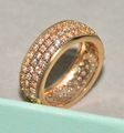 Elegant wide band rose gold ring with multi-row pavé cubic zirconia for women - Ur0678a