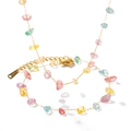 Colorful natural tourmaline stone beaded bracelet with gold stainless steel chain - Tourmaline Gravel Chain Bracelet (JDBW2304012)