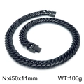Schwarze doppelt gewebte Edelstahl-Panzerkette mit 11 mm Breite und 450 mm Länge - Schwarz (450x11mm)