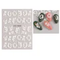 5D embossed white floral nail stickers featuring camellia designs on nails, code STZ-5D32 - STZ-5D32 Floral Frame