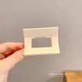 Matte cream-colored square hair claw clip with hollow design, size approx 6cm diameter - Diameter Approx 6cm / 6# Beige - Square