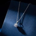 Collier avec pendentif zircon en forme de flocon de neige en acier titane sur fond bleu - Argenté