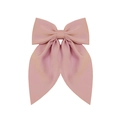 Elegant large pink satin bow hair clip with smooth fabric texture on white background - Pink