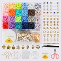Detailliertes DIY-Schmuckset mit bunten Tonperlen, Anhängern und Werkzeugen in Box - Stil 5