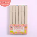 Set van 6 Morandi pastelkleurige markeerstiften met zachte punt en transparante case - Zachte Kleuren