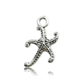 Tibetan silver starfish charm with textured surface and ring loop for DIY jewelry - Antique Silver Starfish 12x18mm
