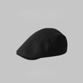 Classic black cotton flat cap with solid color and high-quality stitched fabric texture - Black Solid