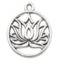 Pendentif lotus ajouré en argent pour la création de bijoux DIY et colliers - 1 Pièce Lotus Rond 20x22mm