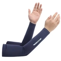 Dark blue cooling sun protection arm sleeves with fashion text for outdoor sports - L / Navy Blue Letter