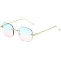 Occhiali da sole rettangolari senza montatura dorati con lenti sfumate blu e rosa - Montatura Oro Lenti Sfumate Blu-Rosa