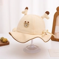 Dettaglio cappello beige per neonati con corna 3D e simpatica toppa animale - 48-50cm(6 Mesi-2 Anni) / Beige