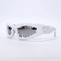 Futuristic white sunglasses with textured drip effect and dark polarized lenses - White Frame Grey Lens (White Lava)