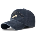 Vintage navy blue washed cotton baseball cap with Sagittarius embroidery - Navy Blue