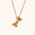 3D balloon initial I pendant necklace in polished 18K gold plated stainless steel - Gold-I