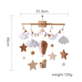Wooden baby crib mobile with felt bear, stars and clouds in brown and beige tones - Brown Felt Hot Air Balloon Mobile