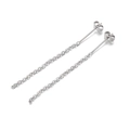 Elegante lange silberne Quastenkette Ohrringe mit minimalistischem Tropfendesign - Stahl Minimalistischer Langer Kettenquasten-Stil (KLJ541-Z)