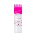 Transparente Haarfärbeflasche mit rosa Punkten und einem pinken Kamm-Applikator-Kopf - G1010 Flasche / Rote Punkte