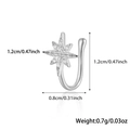 Sparkling silver star nose clip with micro-set zircon stones in open U-shape design - Eight-pointed Star-Silver