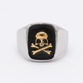 Anillo de calavera de acero inoxidable estilo punk retro en contraste plata y oro - US 7 / Oro y Plata