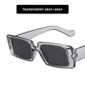 Vintage rechthoekige zonnebril met transparant grijs montuur en donkergrijze glazen - Doorschijnend grijs frame Grijze lens