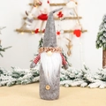 Copri bottiglia di vino gnomo di Natale con cappello grigio e maniche a righe decor - Set da 2 Pezzi in Tessuto Non Tessuto Grigio / Grigio