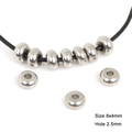 Silver stainless steel flat round spacer beads for jewelry making size 8x4mm - 8x4mm (Hole 2.5mm) 20 Pieces