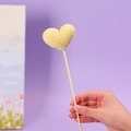 Handmade crochet heart-shaped flower in bright yellow for decorative gift bouquets - Heart Yellow