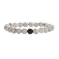 Natural white turquoise and black volcanic stone beaded elastic bracelet for men and women - White Howlite + Lava Stone