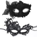 Elegant black lace and glitter masquerade masks with butterfly and rhinestone details - Dragon Pattern Butterfly + Phoenix Lace Set
