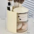 Beige multi-layer rotating makeup puff organizer with dimensions 12.3cm height and 10cm width - 2-Tier / Creamy Yellow