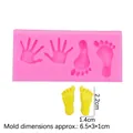 Stampo in silicone rosa con forme di mani e piedi per decorazioni torte neonato - 1# Impronte Mani e Piedi / Rosa