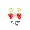 Red strawberry pendant charms with green leaves for DIY necklaces, 8x15mm size - Medium Strawberry (8*15mm)