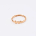 Detalle de anillo de acero inoxidable oro rosa con diseño de onda minimalista - Abierto Ajustable Oro Rosa / Acuario