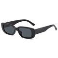 Lunettes de soleil rectangulaires rétro avec monture noire épaisse et verres gris foncé - Monture Noire Verres Gris