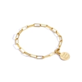 Gold paperclip chain bracelet featuring a round pendant with Trust in the Lord engraving - Gold